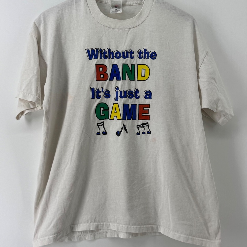Vintage-Inspired Without the Band Its Just a Game Graphic Tee White XL
